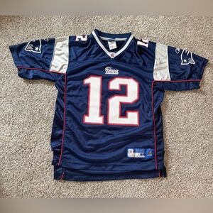 New England Patriots #12 Navy Football Jersey-Tom Brady youth